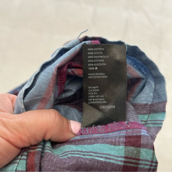 By Anthropologie Amarette Plaid Ruffled Sleeve Cotton Top Size Medium 51316 - Picture 10 of 12